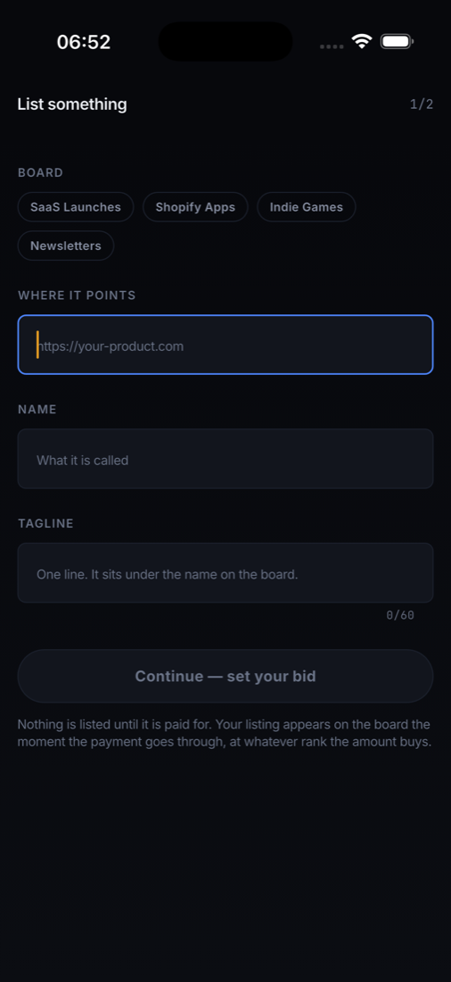 Submit a listing